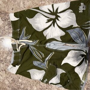 Billabong Olive and White Floral Hybrid Shorts